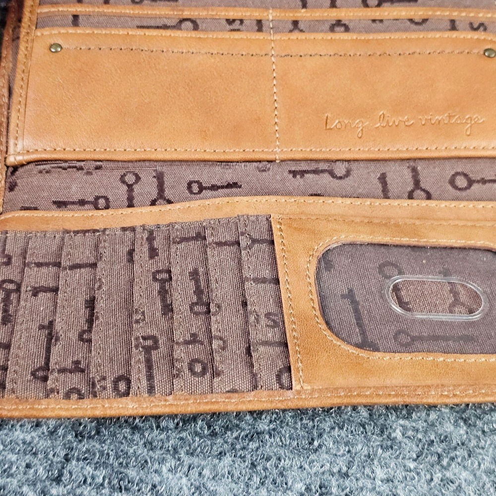 Fossil Wallet Womens One Size Brown Leather Wristlet Lock Key Print Lining - Picture 6 of 11